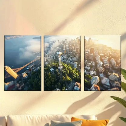 3pcs Stylish And Charming Night View Wall Art Set Canvas Framed 50x70cm - High Quality Print 100% Australian Made Wall Canvas Ready to Hang