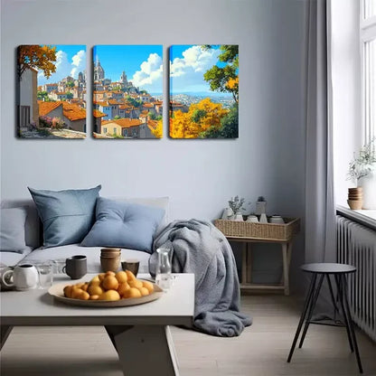 3pcs Characteristic Mountain City, Wall Art Set Canvas Framed 60x90cm - High Quality Print 100% Australian Made Wall Canvas Ready to Hang - Bella Home Decor