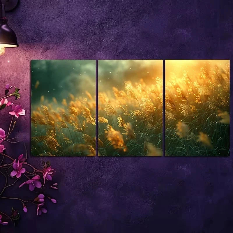 3pcs Glowing Crazy Grass Metal Print Ready to Hang Art - Bella Home Decor