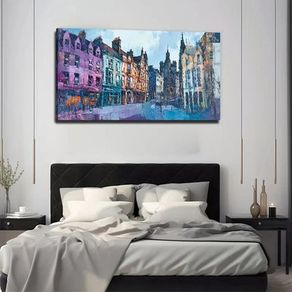Vibrant City Street Wall Art Canvas Office Home Room Framed 120x60cm