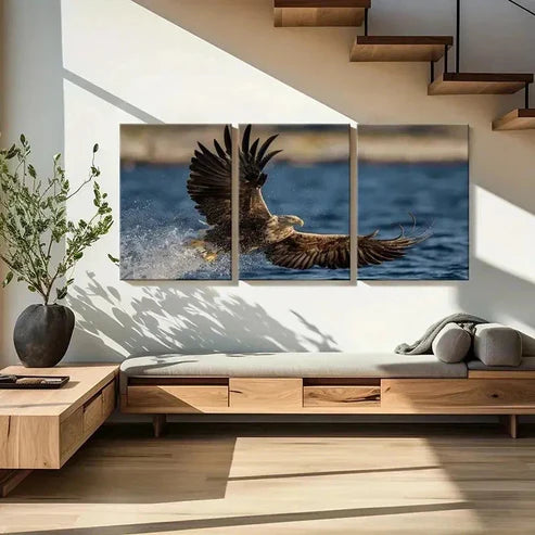3pcs Eagle Flying Over The Sea Modern Wall Art Canvas Unframed - High Quality Print 100% Australian Made Wall Canvas - Bella Home Decor