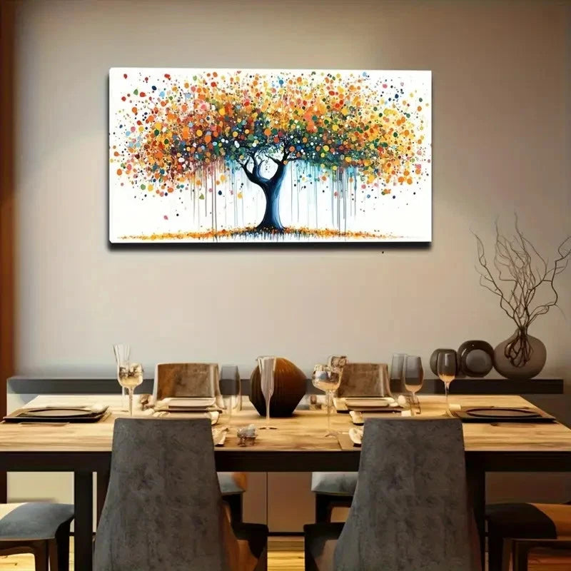 Polka Shaped Leaves Suitable Wall Art Canvas Office Home Room Framed 120x60cm