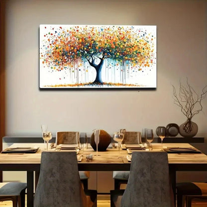 Polka Shaped Leaves Suitable Wall Art Canvas Office Home Room Framed 120x60cm
