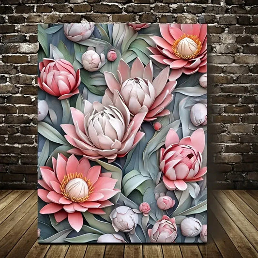 Beautiful Micklyn Heart Blossoms Painting  40x60cm Metal Print Ready to Hang - Bella Home Decor