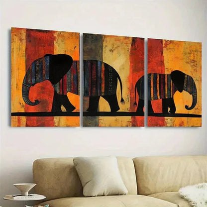 3pcs Contemporary Elephant Wall Art Set Canvas Unframed - High Quality Print 100% Australian Made Wall Canvas - Bella Home Decor