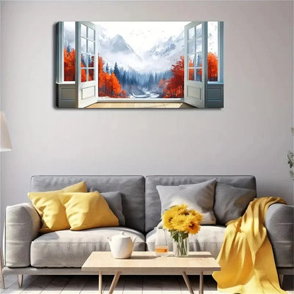 Rustic Outdoor Scene Vibrant Wall Art Canvas Office Home Room Framed 120x60cm
