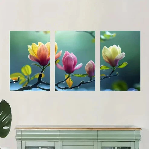 3pcs Flowers After the Rain Nature Landscapes Wall Art Set Canvas Unframed - High Quality Print 100% Australian Made Wall Canvas - Bella Home Decor