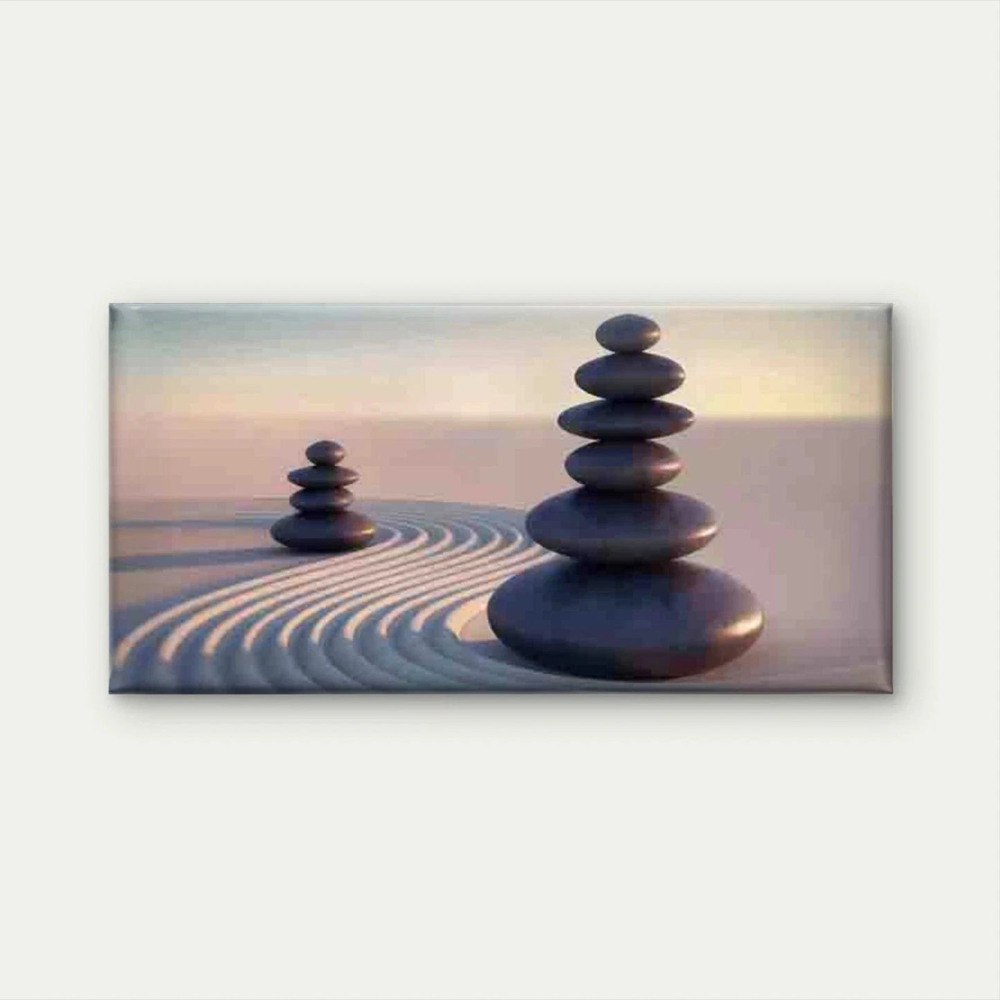 Zen Stone Balance in Sand Wall Art Canvas Office Home Room Framed 120x60cm