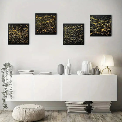 4pcsBlack & GoldenWall Art Canvas Framed