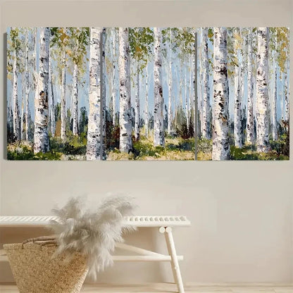 3pcs Forest Art Neutral Birches Wall Art Set Canvas Framed 50x70cm - High Quality Print 100% Australian Made Wall Canvas Ready to Hang - Bella Home Decor