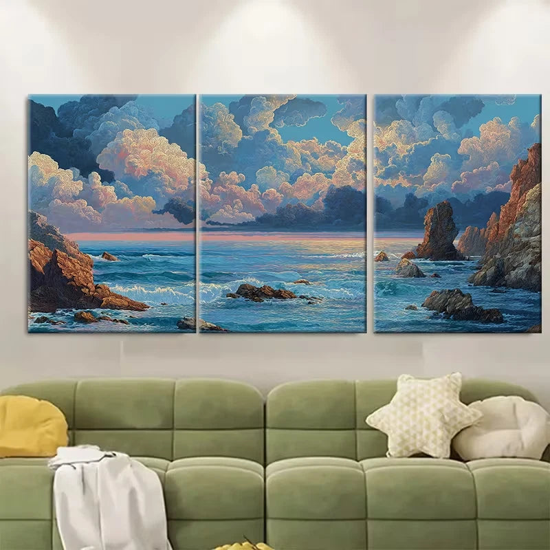 3pcs Dusk on the Open Sea Metal Print Ready to Hang Art - Bella Home Decor