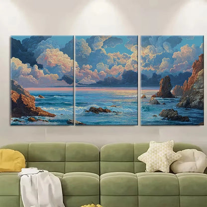 3pcs Dusk on the Open Sea Metal Print Ready to Hang Art - Bella Home Decor