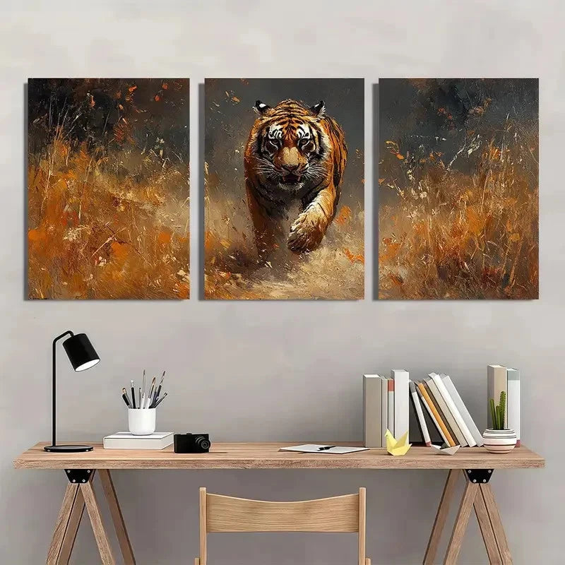 3pcs Majestic Tiger Natural Wildlife Animal Wall Art Set Canvas Framed 40x60cm - High Quality Print 100% Australian Made Wall Canvas Ready to Hang