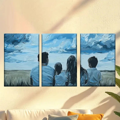 3pcs Watch The Sunset Family Wall Art Set Canvas Framed 60x90cm - High Quality Print 100% Australian Made Wall Canvas Ready to Hang