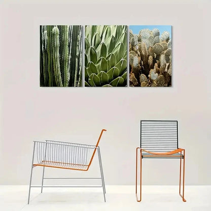 3pcs Desert Oasis Nature Green and Blue Metal Print Ready to Hang Art - Bella Home Decor