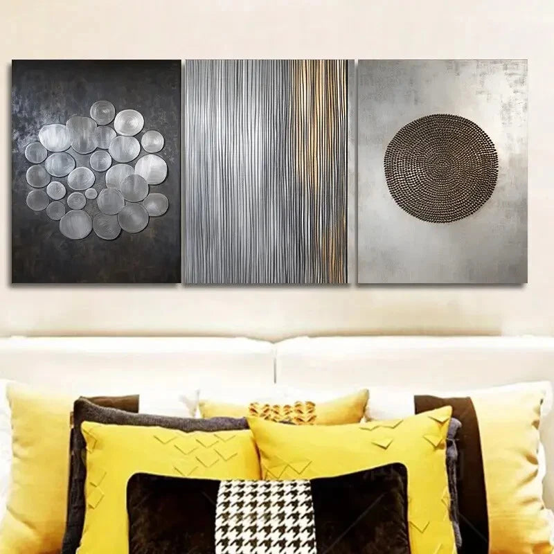 3pcs Deco Classic & Modern Style Metal Print Ready to Hang Art - Bella Home Decor