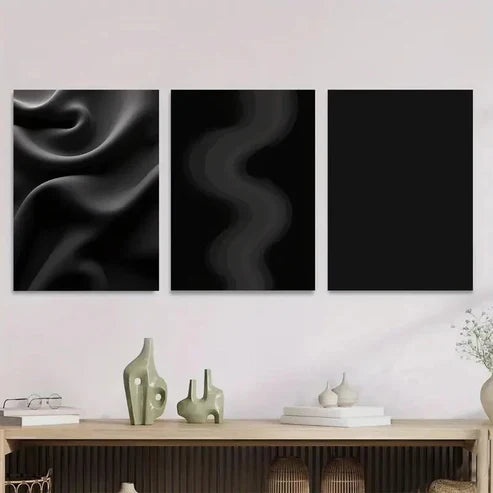 3pcs Modern Black Abstract Paintings Wall Art Set Wall Art Canvas Unframed – High Quality Print 100% Australian Made Wall Canvas