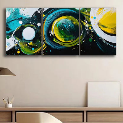3pcs Green Bubble Abstract Metal Print Ready to Hang Art - Bella Home Decor