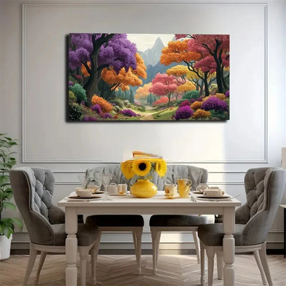 Vibrant Abstract Landscape Wall Art Canvas Office Home Room Framed 120x60cm