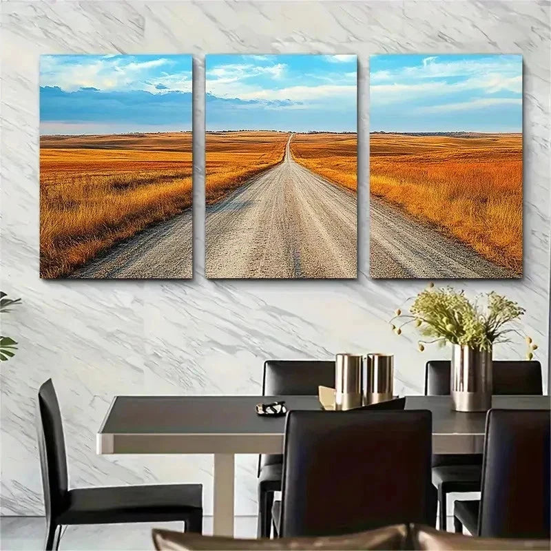 3pcs Nebraska Landscape Midwestern Perfect Wall Art Set Canvas Framed 50x70cm - High Quality Print 100% Australian Made Wall Canvas Ready to Hang