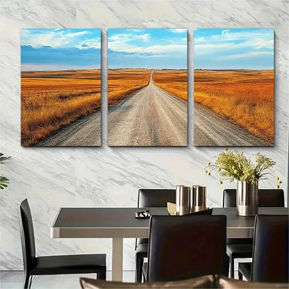 3pcs Nebraska Landscape Midwestern Perfect Wall Art Set Canvas Framed 50x70cm - High Quality Print 100% Australian Made Wall Canvas Ready to Hang