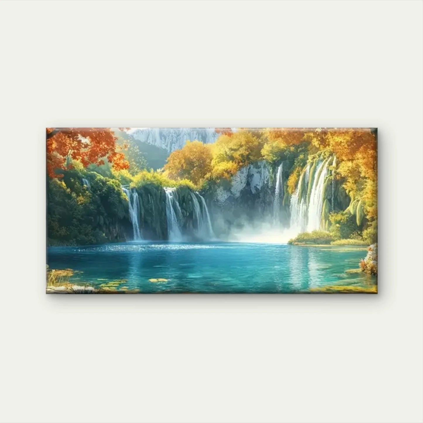 Vibrant Waterfall Modern Wall Art Canvas Office Home Room Framed 120x60cm