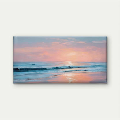 Turquoise & Pink Ocean Waves Wall Art Canvas Office Home Room Framed 120x60cm