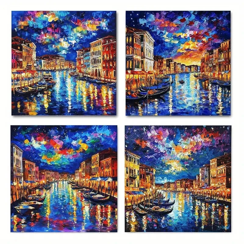 4pcsVenice Grand CanaWall Art Canvas Framed
