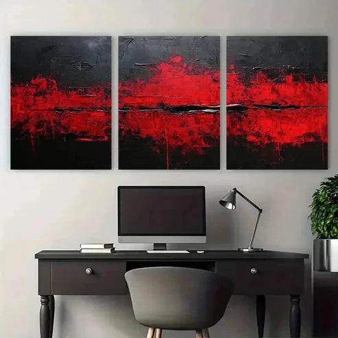 3pcs Minimalist Black Painting Abstract Perfect Wall Art Set Canvas Unframed - High Quality Print 100% Australian Made Wall Canvas