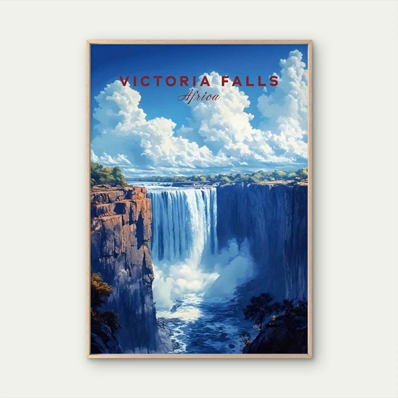 African Victoria Falls Scenic Nature Picture Travel Poster Print Wall Art - Bella Home Decor