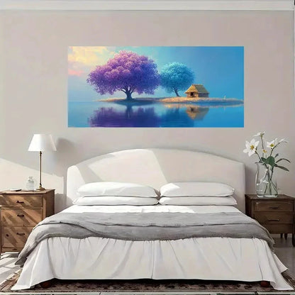 Serene Lake & Colorful Trees Wall Art Canvas Office Home Room Framed 120x60cm