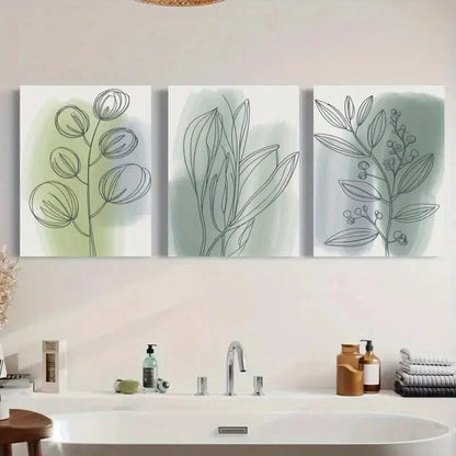 3pcs Botanical Eucalyptus Leaves Abstract Leaves Metal Print Ready to Hang Art - Bella Home Decor