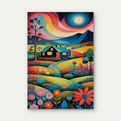 Colorful Countryside Landscape Metal Print Ready to Hang