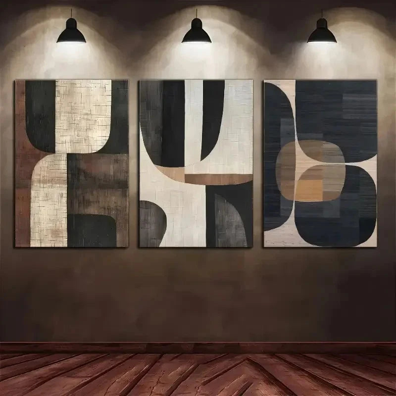 3pcs Modern Abstract Beige Vase Style  Canvas Framed 50x70cm - High Quality Print 100% Australian Made Wall Canvas Ready to Hang