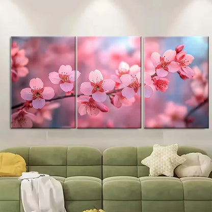 3pcs Elegant Cherry Blossom Metal Print Ready to Hang Art