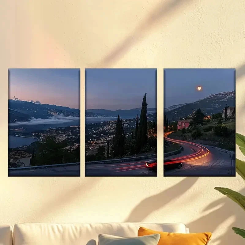 3pcs Colorful cool road cars 40x60cm - High Quality Print 100% Australian Made Wall Canvas Ready to Hang - Bella Home Decor
