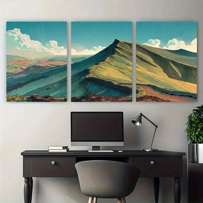 3pcs Kinder Scout Scenic Mountain Peak Wall Art Set Canvas Framed 60x90cm - High Quality Print 100% Australian Made Wall Canvas Ready to Hang