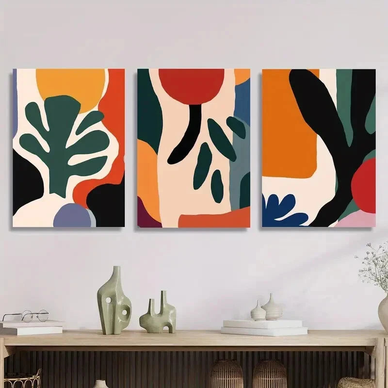 3pcs simple color block abstract painting, Metal Print Ready to Hang Art