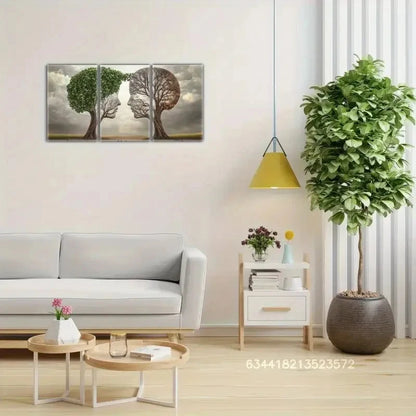 3pcs Abstract Psychology Wall Murals Metal Print Ready to Hang Art - Bella Home Decor