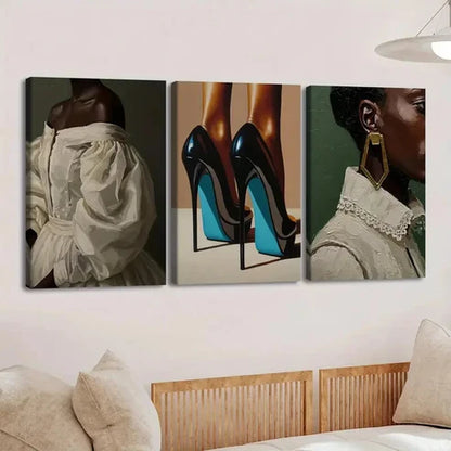 3pcs Fashion Artwork Vibrant Colors Black White Wall Art Set Canvas Unframed - High Quality Print 100% Australian Made Wall Canvas