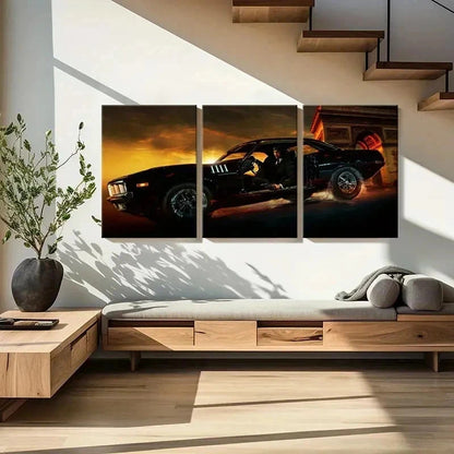 3pcs John Wick in the Car Driving Modern Wall Art Set Canvas Framed 60x90cm - High Quality Print 100% Australian Made Wall Canvas Ready to Hang