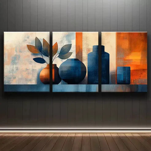 3pcs Abstract Vase Canvas Framed 60x90cm - High Quality Print 100% Australian Made Wall Canvas Ready to Hang