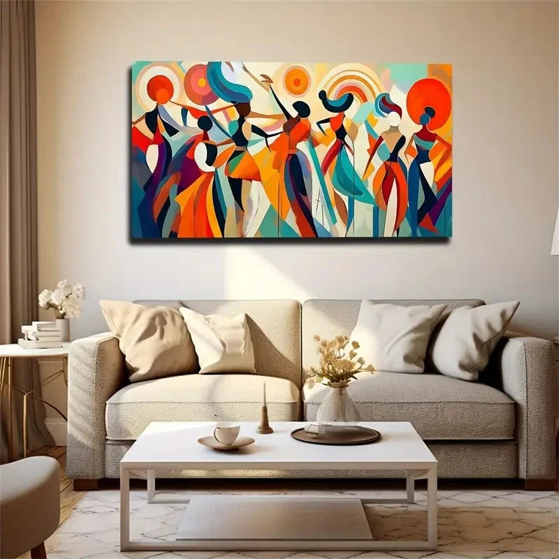 Bohemian Abstract Dance Wall Art Canvas Office Home Room Framed 120x60cm