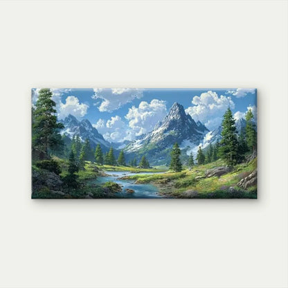 Serene Green Mountain Landscape Wall Art Canvas Office Home Room Framed 120x60cm