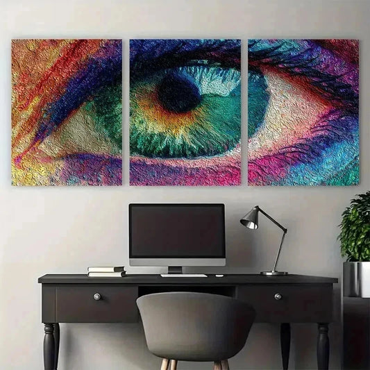 3pcs Abstract Aesthetic Colorful Eyes Perfect Wall Art Set Canvas Framed 40x60cm - High Quality Print 100% Australian Made Wall Canvas Ready to Hang