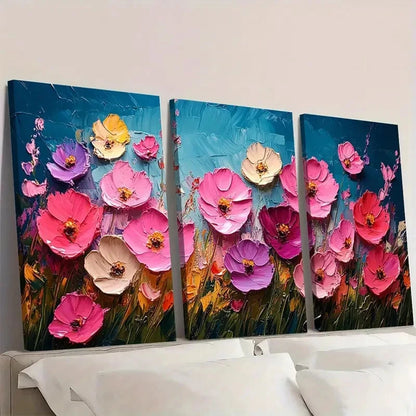 3pcs Vibrant Pink & Yellow Flowers GHWall Art Set Canvas Framed 40x60cm - High Quality Print 100% Australian Made Wall Canvas Ready to Hang - Bella Home Decor