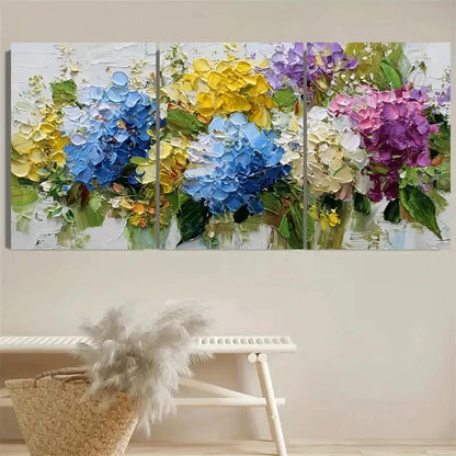 3pcs Hydrangea Flowers Country House Wall Art Set Canvas Framed 40x60cm - High Quality Print 100% Australian Made Wall Canvas Ready to Hang