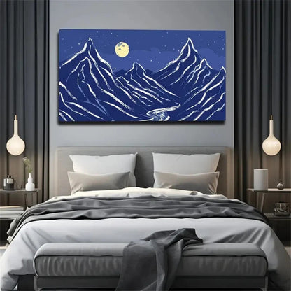 Mystical Mountain And Moon Wall Art Canvas Office Home Room Framed 120x60cm
