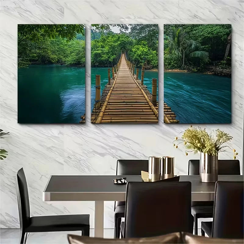 3pcs Tropical River Scene Bohol Philippines Metal Print Ready to Hang Art