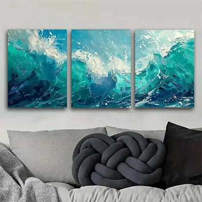 3pcs Set Abstract Wave Oil Painting Wall Art Set Canvas Framed 60x90cm - High Quality Print 100% Australian Made Wall Canvas Ready to Hang (Copy)